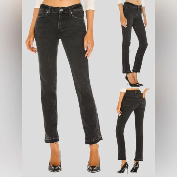 🆕 FREE PEOPLE | The Free Slim Boyfriend Distressed Jeans | Faded Black | Sz: 27