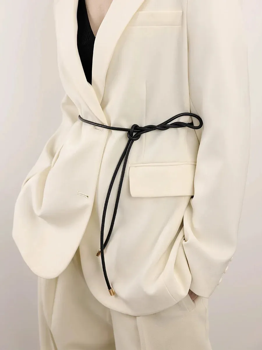 ✨ Kawaii Sheepskin Knot Belt 🎀 | Cute Leather Waist Chain for Dresses 🌸