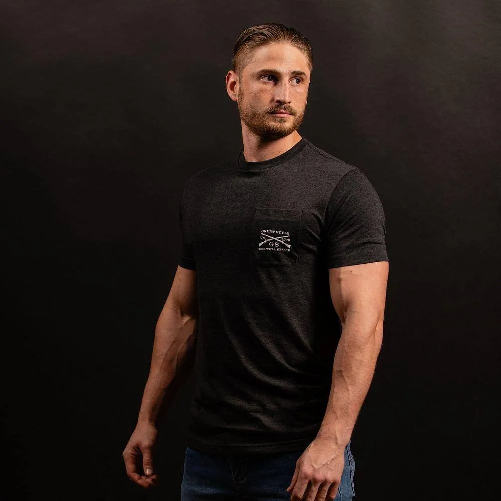1776 Flag Pocket T-Shirt - Black Heather