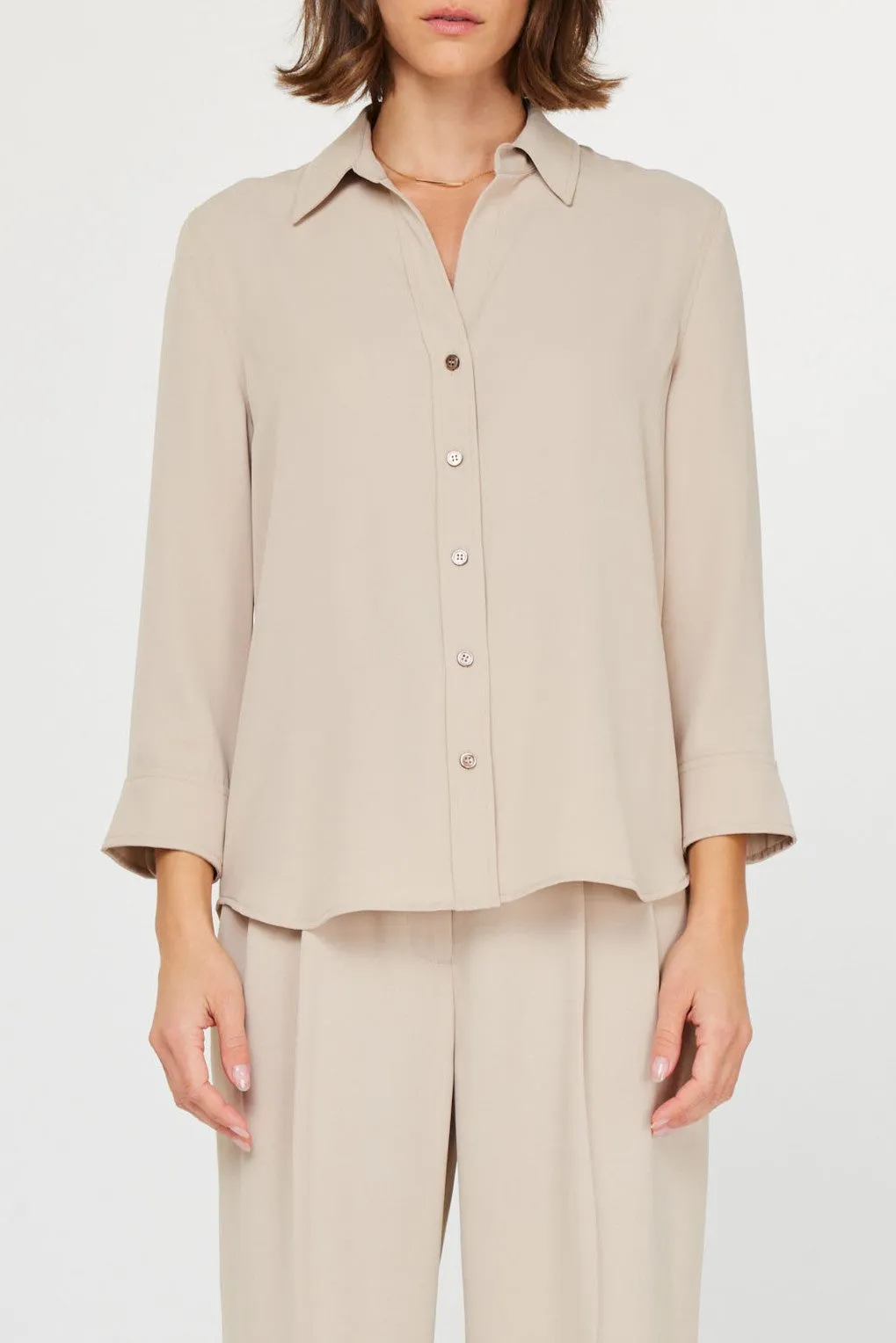 3/4 Sleeve Button-Down Shirt