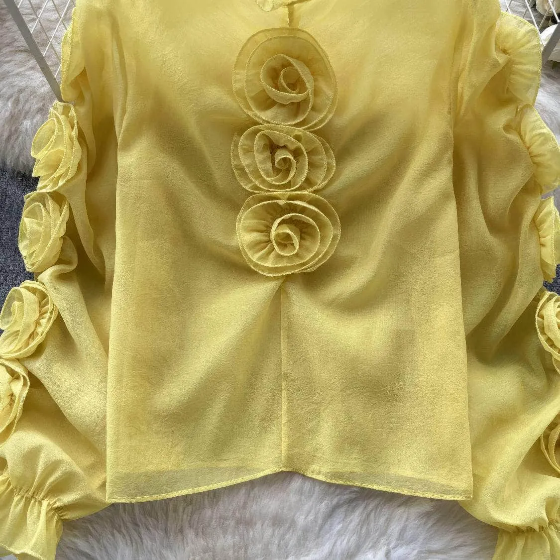 3D Floral Sheer Mesh Blouse Success
