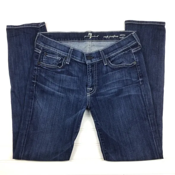 7 For All Mankind Josefina Crop Skinny Boyfriend Jeans