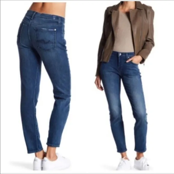 7 For All Mankind Josefina Crop Skinny Boyfriend Jeans