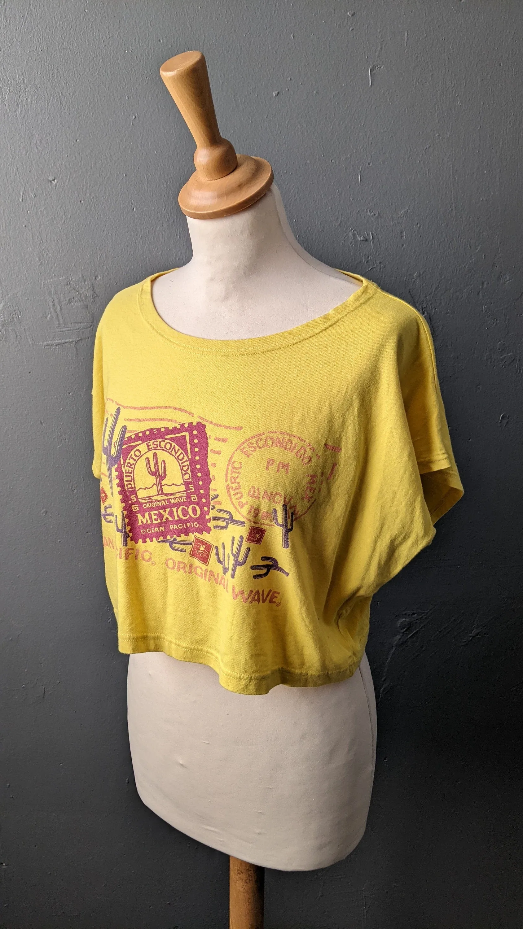 80s Ocean Pacific Crop Top, Surfer Slouchy Cotton Tshirt, Size Medium