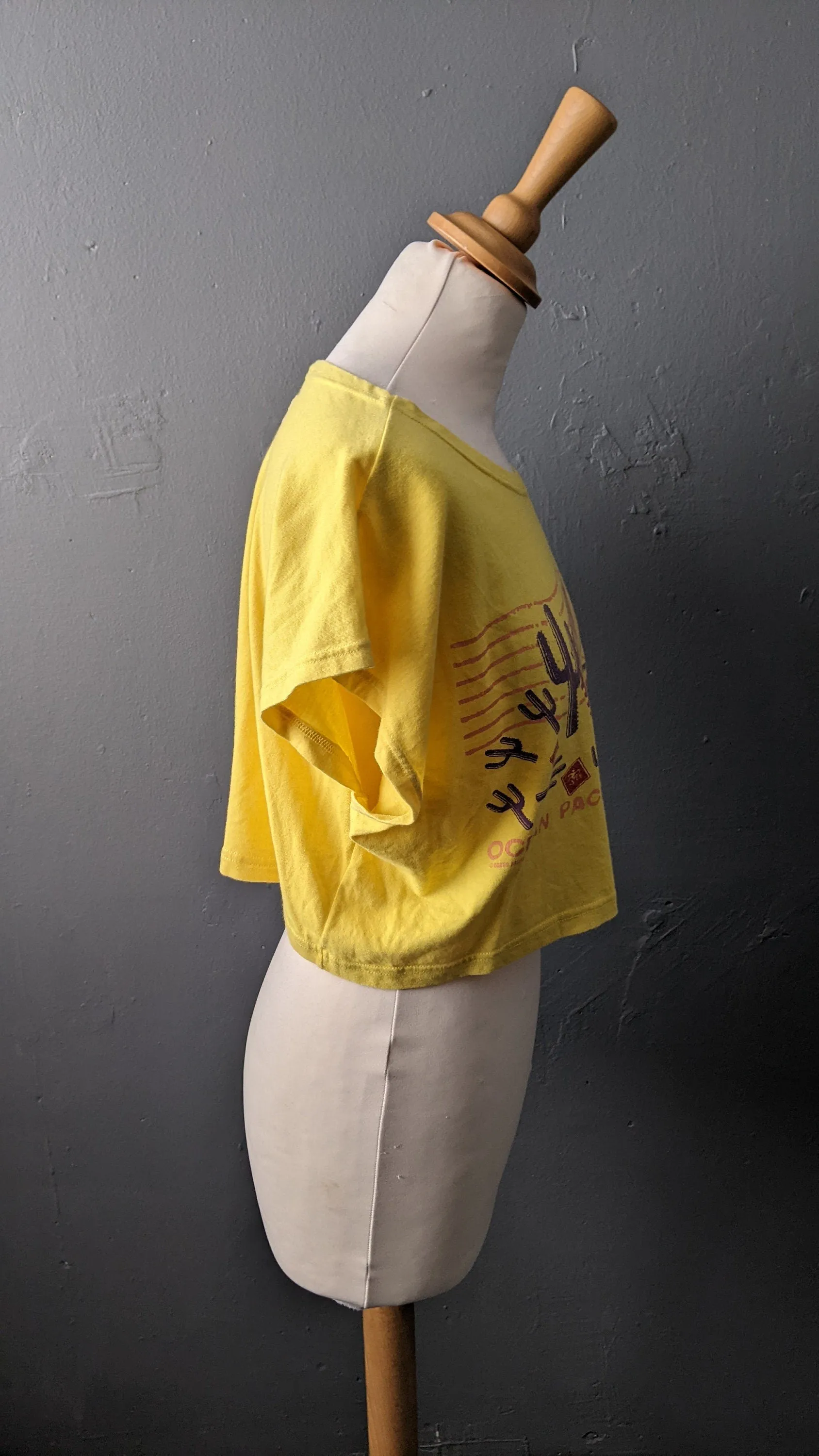 80s Ocean Pacific Crop Top, Surfer Slouchy Cotton Tshirt, Size Medium