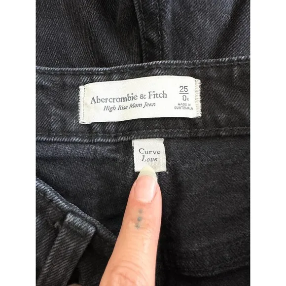 Abercrombie &amp; Fitch Curve Love High Rise Black Distressed Mom Jeans