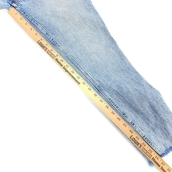 ABERCROMBIE Mom High Rise Curve Love Ankle Cropped Raw Straight Jeans Light 25