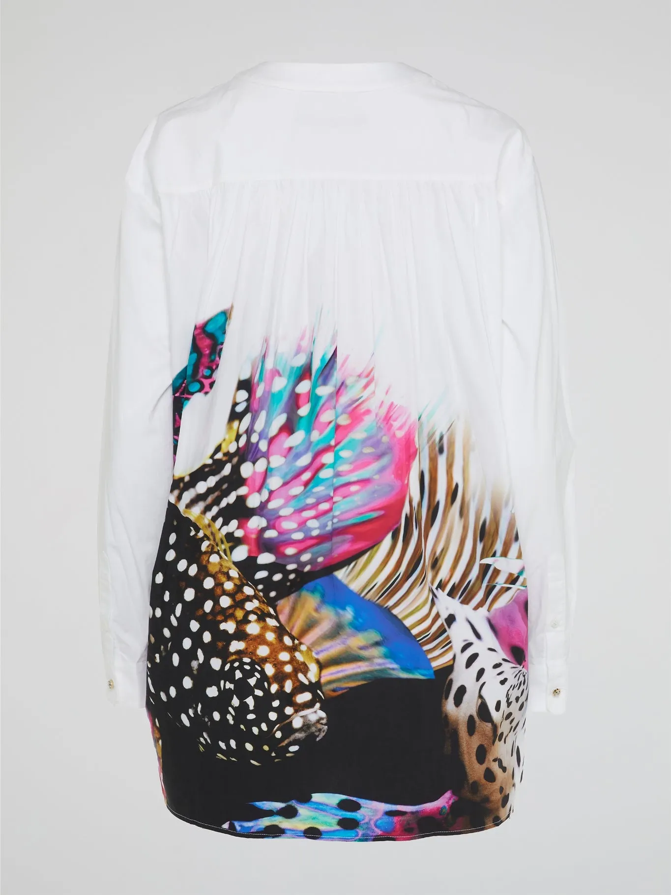 Abstract Print Lace Up Blouse