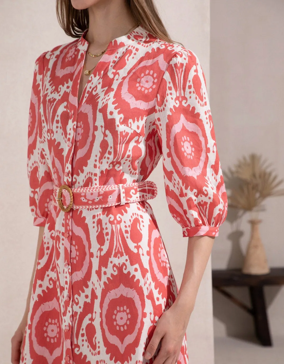 Abyss Midi Dress - Coral