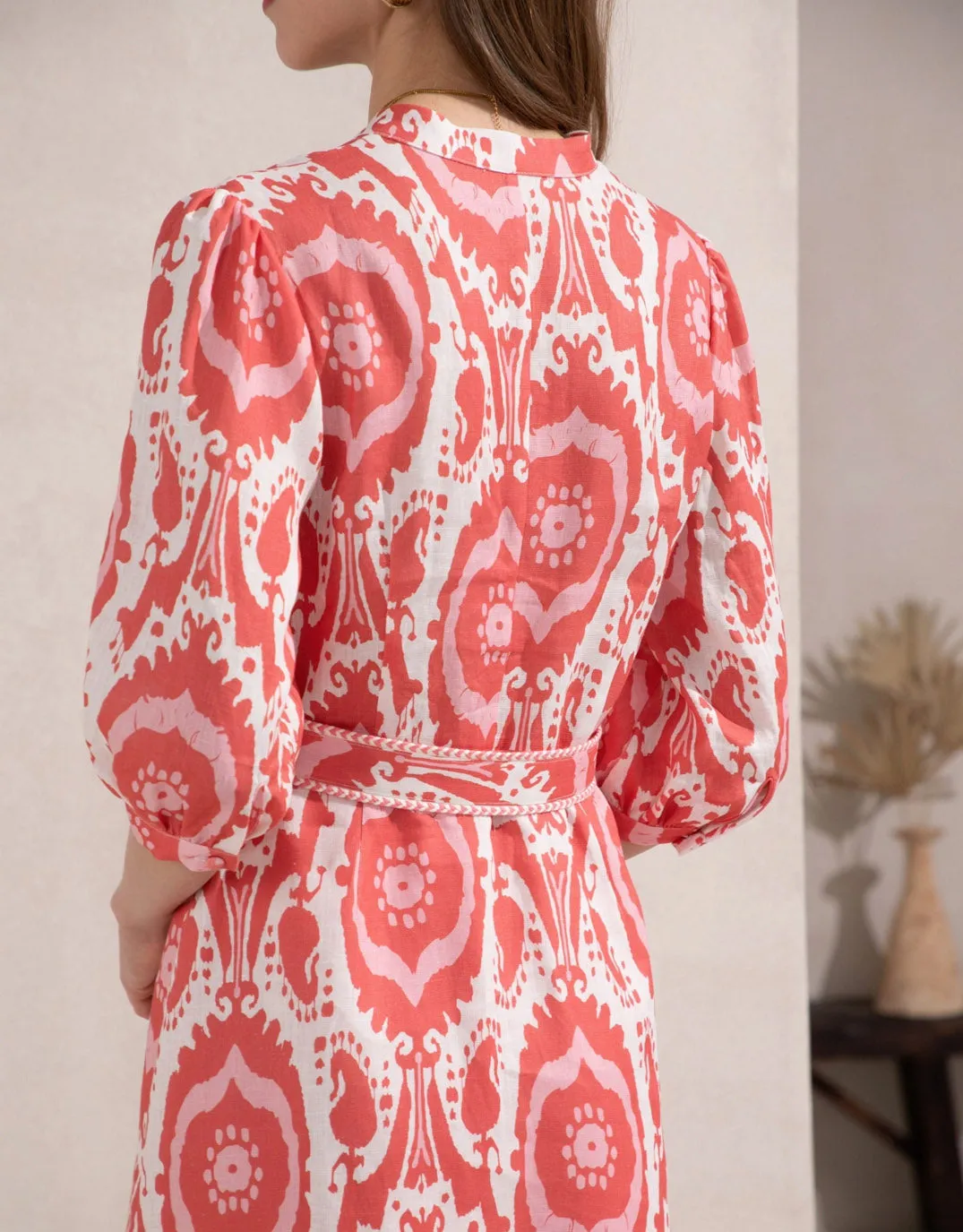 Abyss Midi Dress - Coral