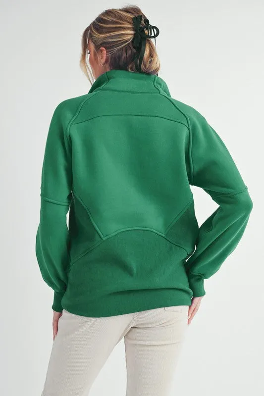 Aemi   Co Half Zip Raglan Sleeve Sweatshirt with Kangaroo Pocket