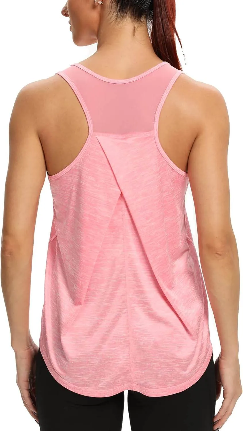Aeuui Womens Workout Tops for Women Racerback Tank Tops Mesh Yoga Shirts Athletic Running Tank Tops Sleeveless Gym Clothes
