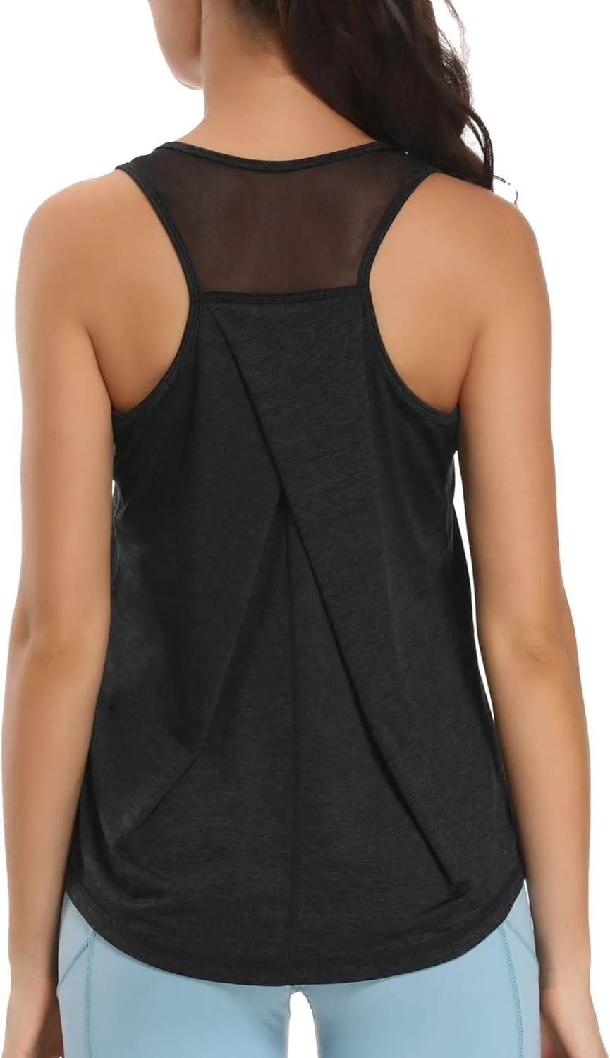Aeuui Womens Workout Tops for Women Racerback Tank Tops Mesh Yoga Shirts Athletic Running Tank Tops Sleeveless Gym Clothes