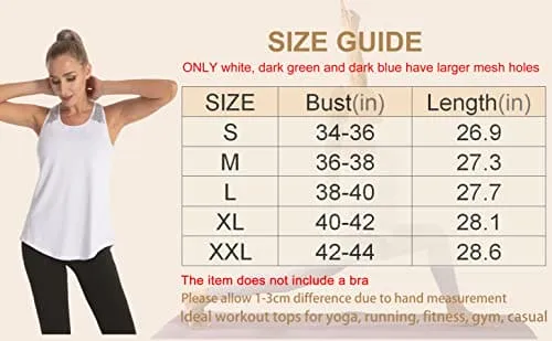 Aeuui Workout Tops for Women Mesh Racerback Tank Yoga Shirts Gym Clothes Bright Blue