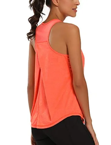 Aeuui Workout Tops for Women Mesh Racerback Tank Yoga Shirts Gym Clothes Orange