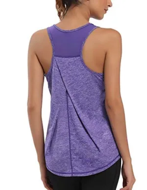 Aeuui Workout Tops for Women Mesh Racerback Tank Yoga Shirts Gym Clothes