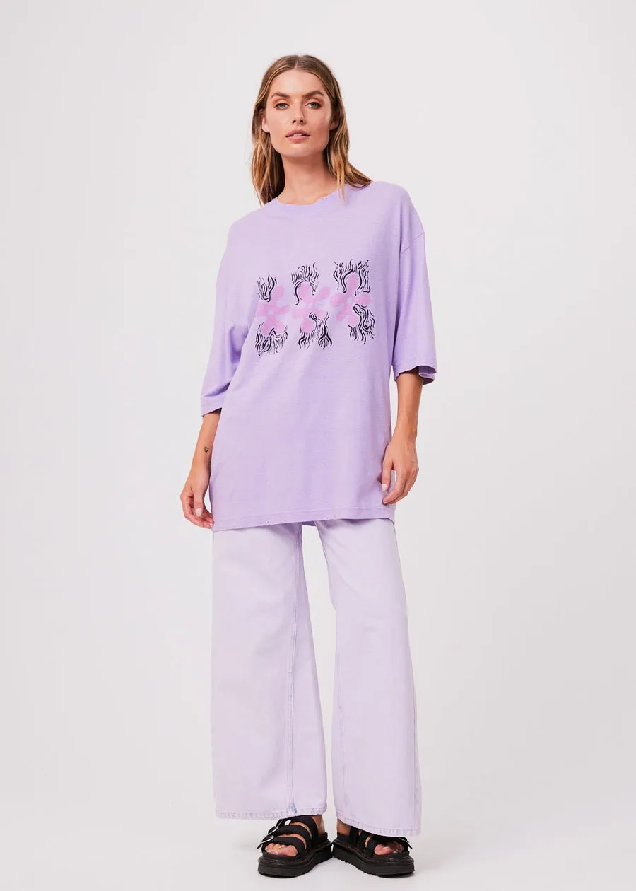AFENDS Pink Noise Hemp Oversized Graphic T Shirt