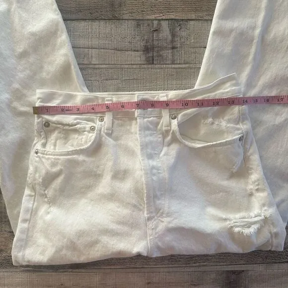 AGOLDE 90s Loose Fit Distressed Raw Hem White Out Jeans | Size 25