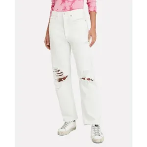 AGOLDE 90s Loose Fit Distressed Raw Hem White Out Jeans | Size 25