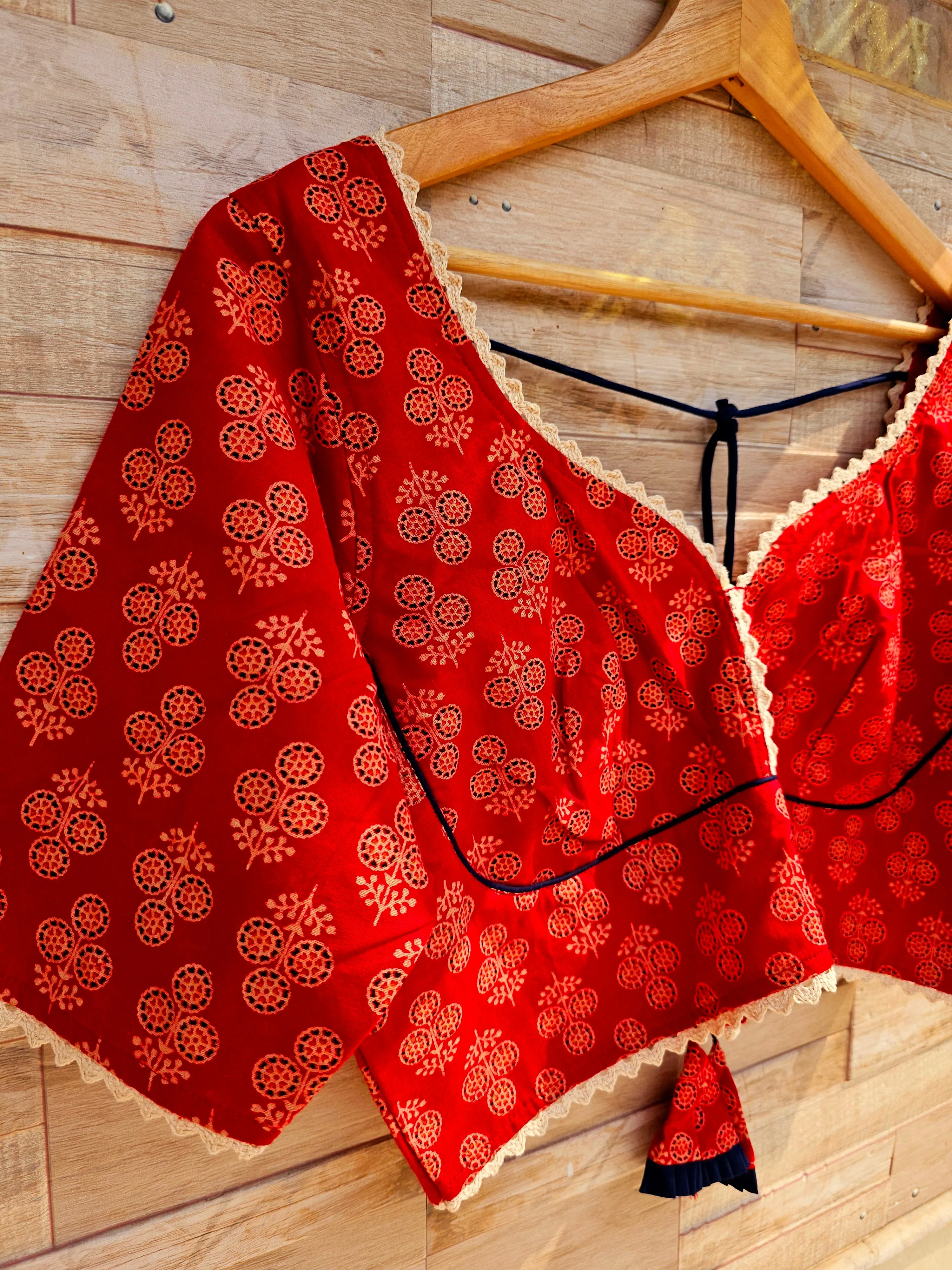 AJRAKH BLOUSE with Lace borders (non-padded)