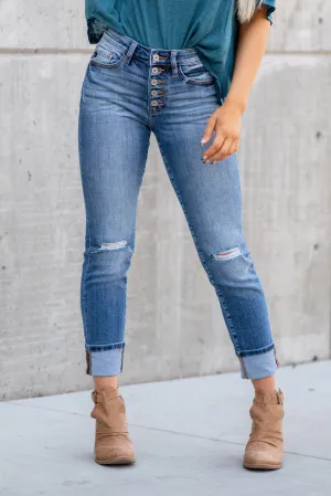 Alexis High Rise Button Fly Straight