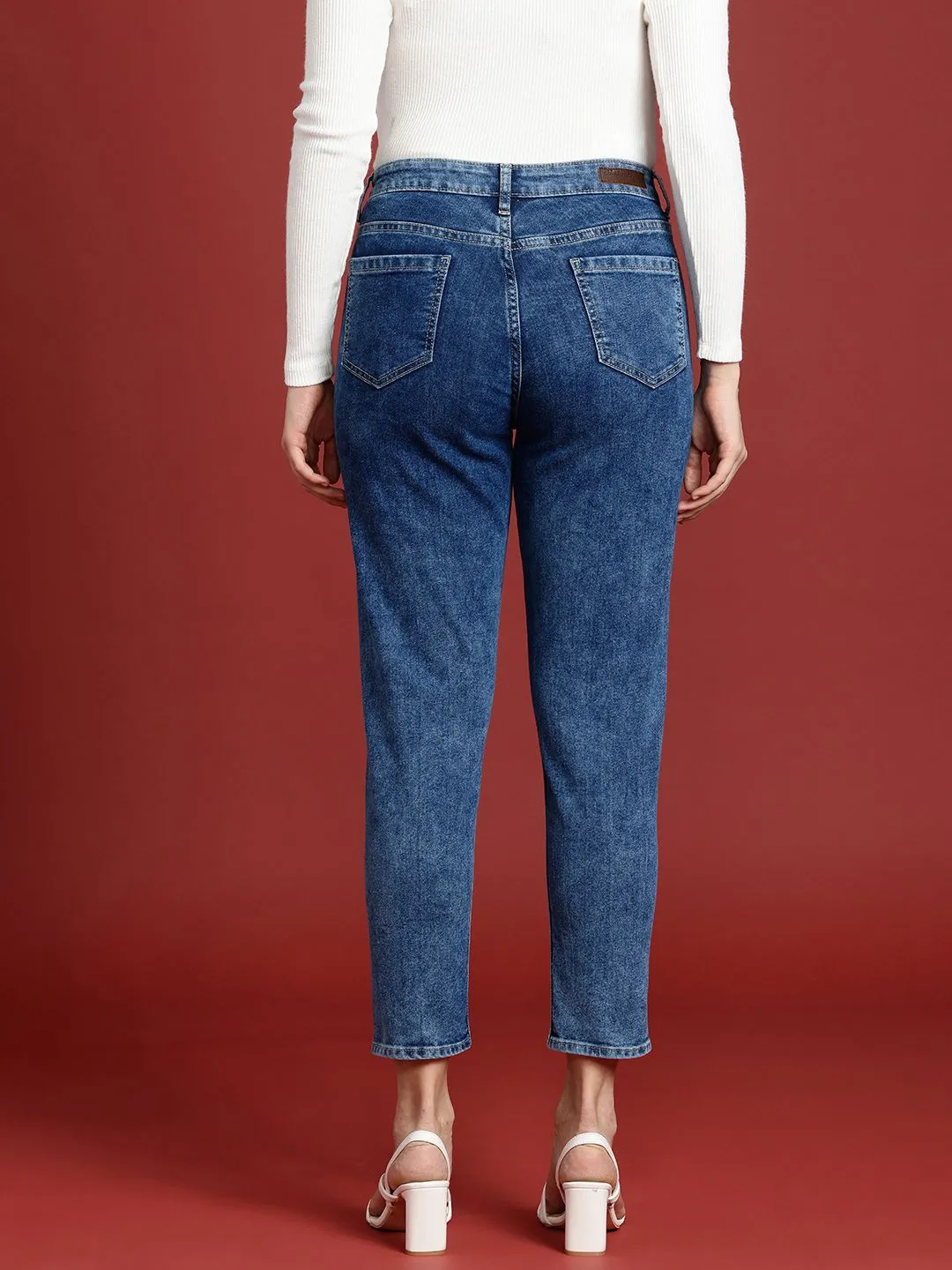 all about you Women Mom Fit High-Rise Heavy Fade Stretchable Jeans