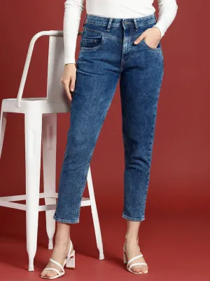 all about you Women Mom Fit High-Rise Heavy Fade Stretchable Jeans
