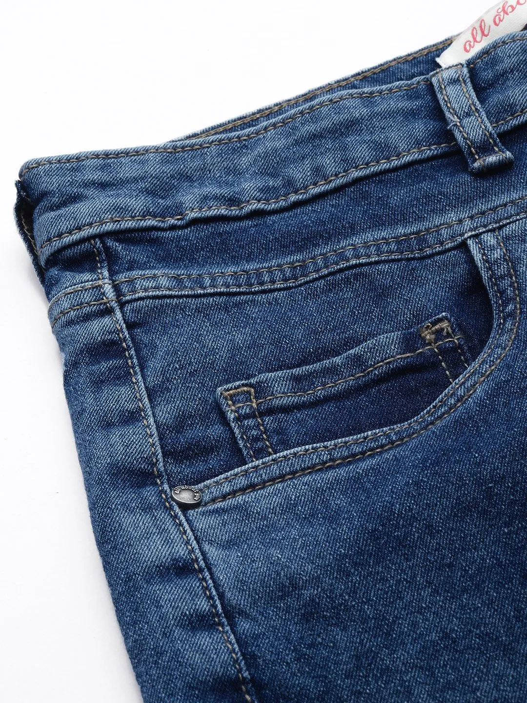 all about you Women Mom Fit High-Rise Heavy Fade Stretchable Jeans