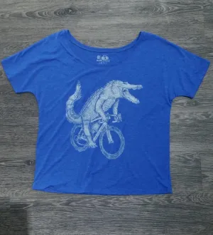 Alligator On A Bicycle Women's Slouchy T-Shirt - Royal Blue