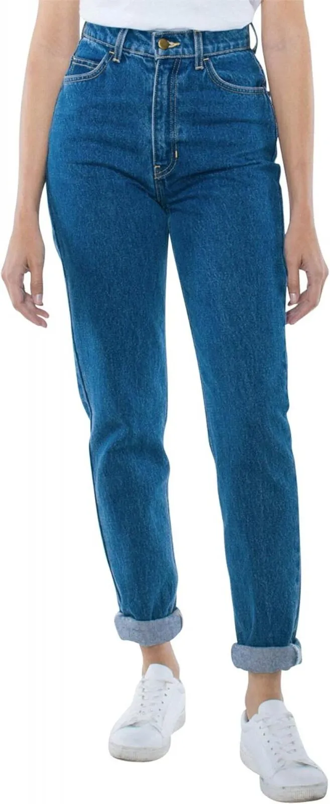 American Apparel Womens High-Waist Rise Mom Jean Medium Wash Blue 32x32