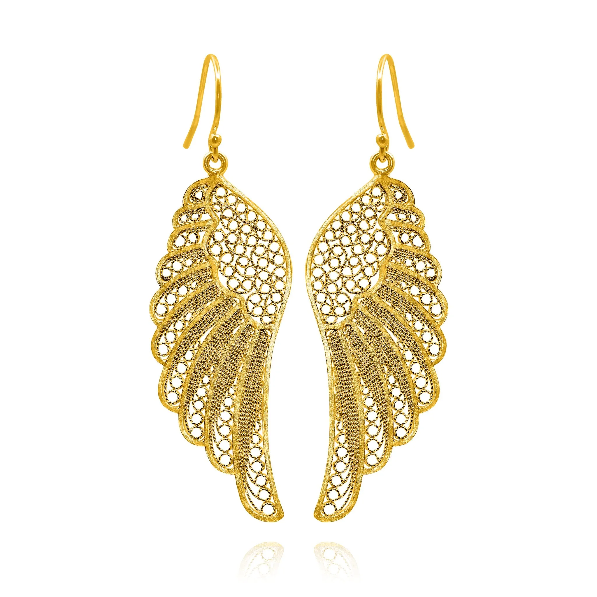 ANGEL GOLD LARGE WINGS EARRINGS FILIGREE