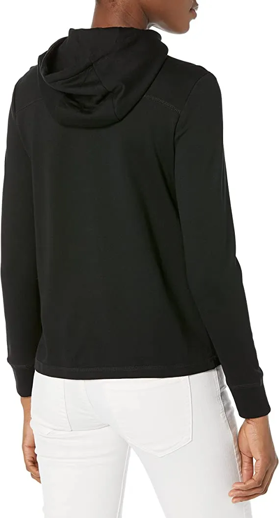 Anne Klein womens Serenity Knit Zip Front Raglan Sleeve Hoodie Blazer, Anne Black, Large US