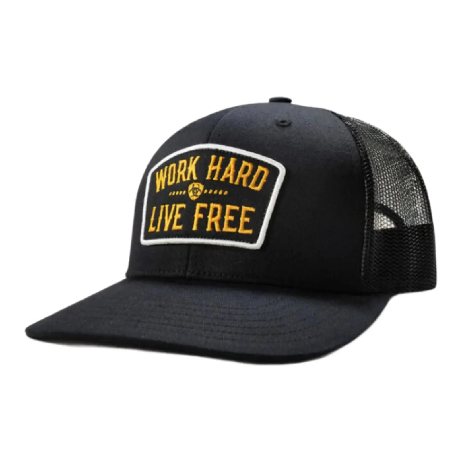 Ariat Work Men’s Ball Cap- Flat Brim With “Work Hard” Patch, Snap Back A290001801