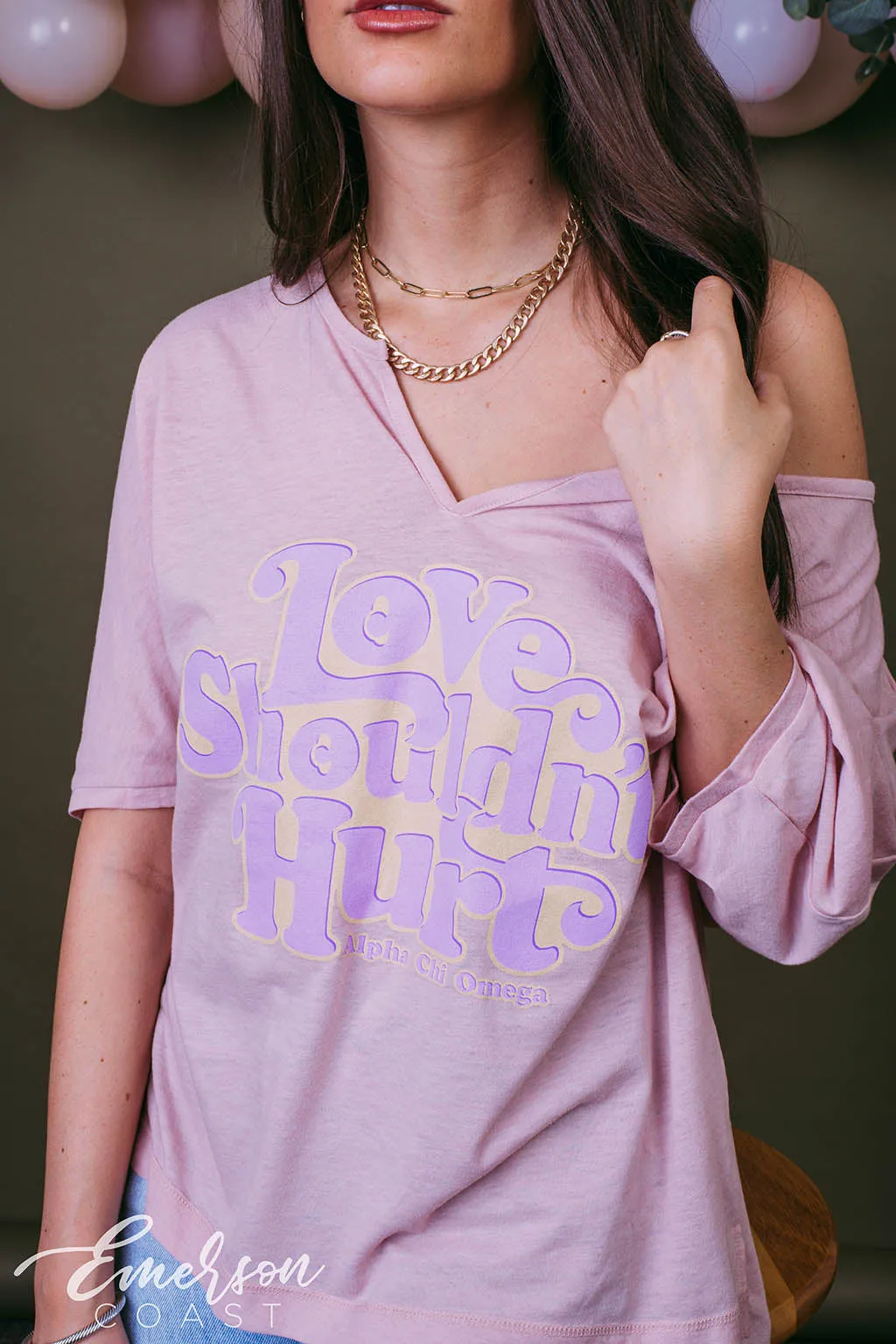AXO Pink Philanthropy Slouchy Notch Tee