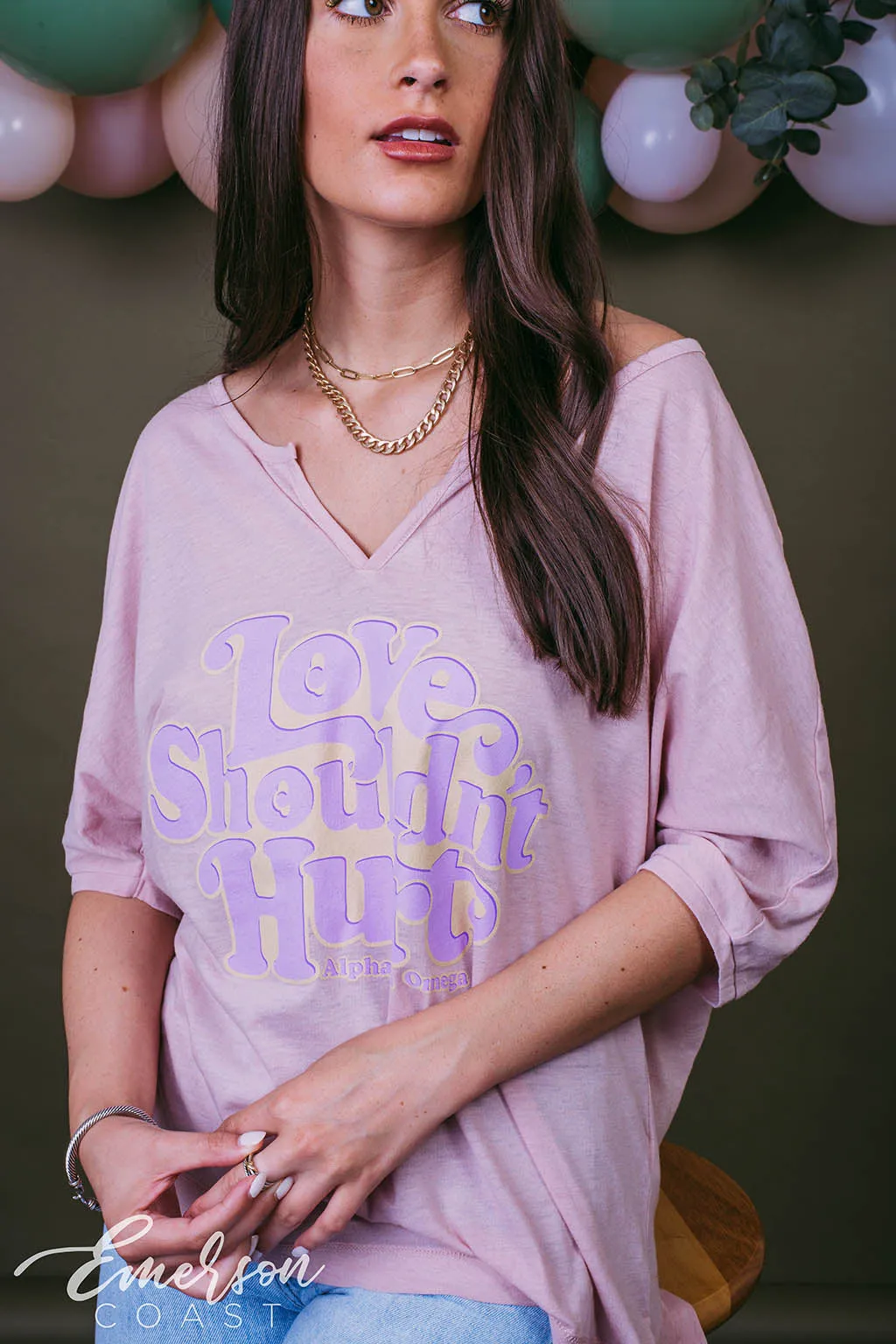 AXO Pink Philanthropy Slouchy Notch Tee