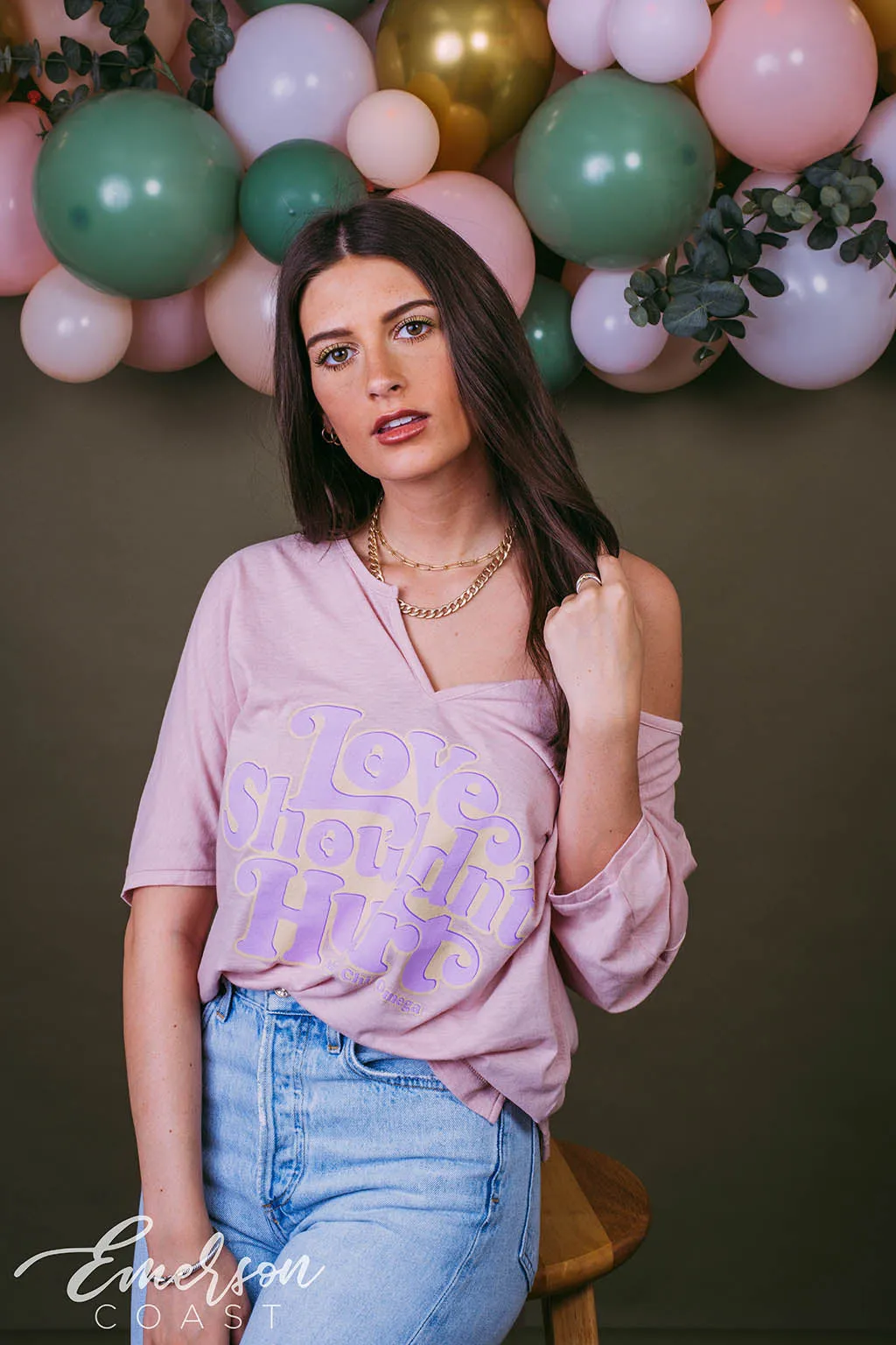 AXO Pink Philanthropy Slouchy Notch Tee