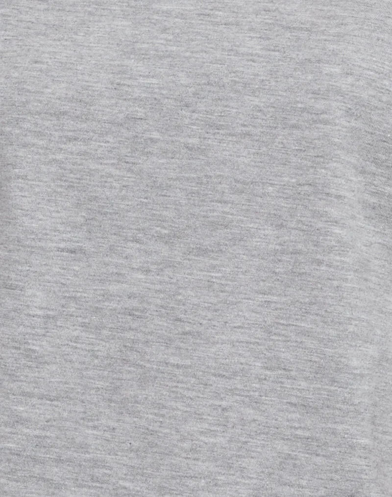 Balia Asymmetric Short Sleeve Basic Top in Grey Marl