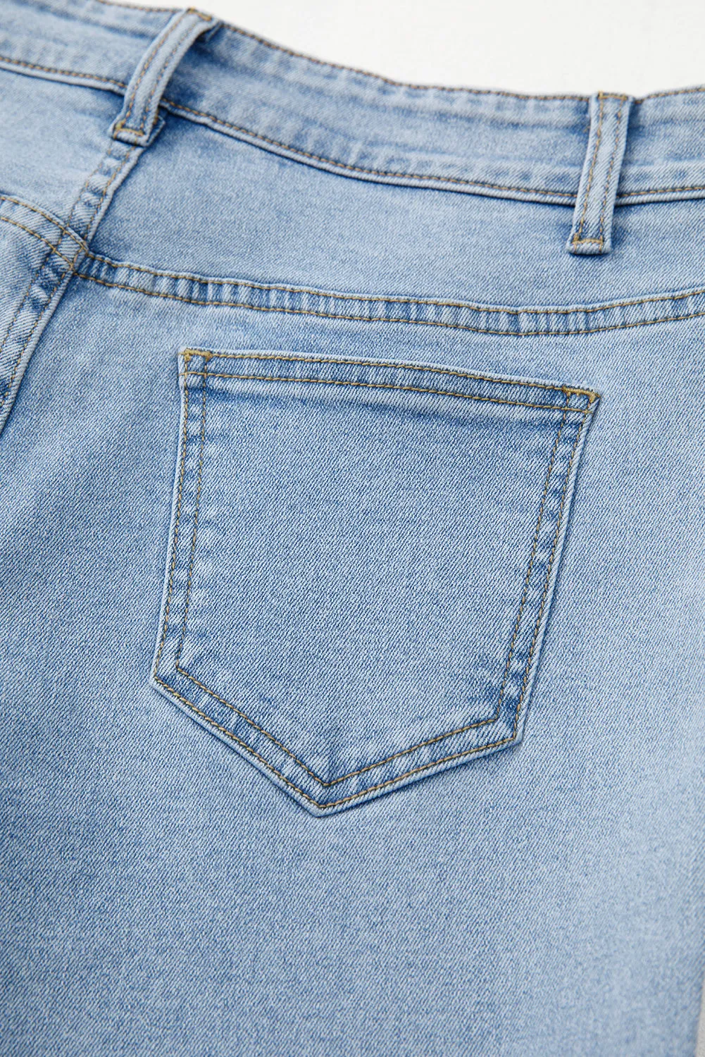 Beau Blue Bowknot Decor Boyfriend Cargo Jeans for Women