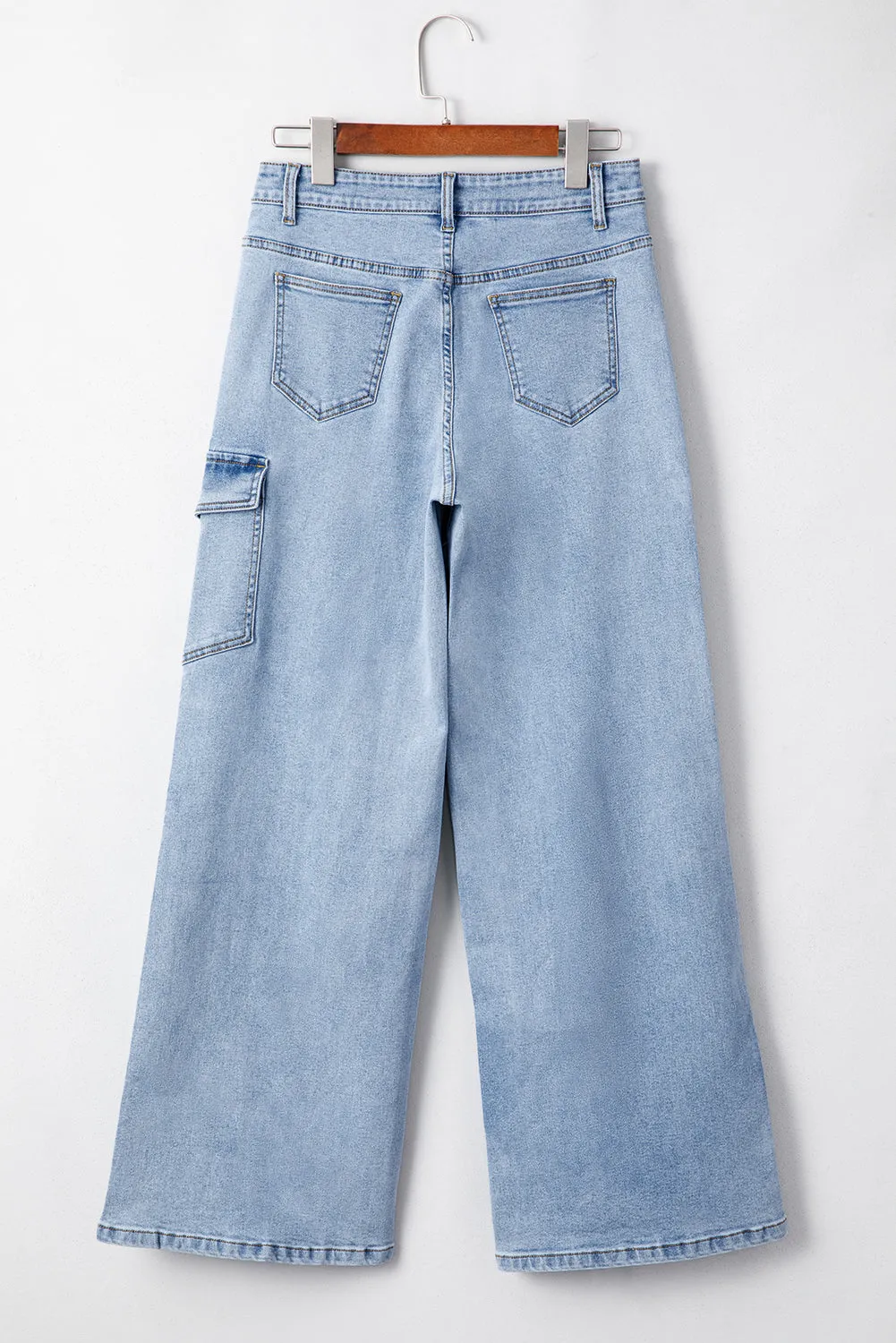 Beau Blue Bowknot Decor Boyfriend Cargo Jeans for Women