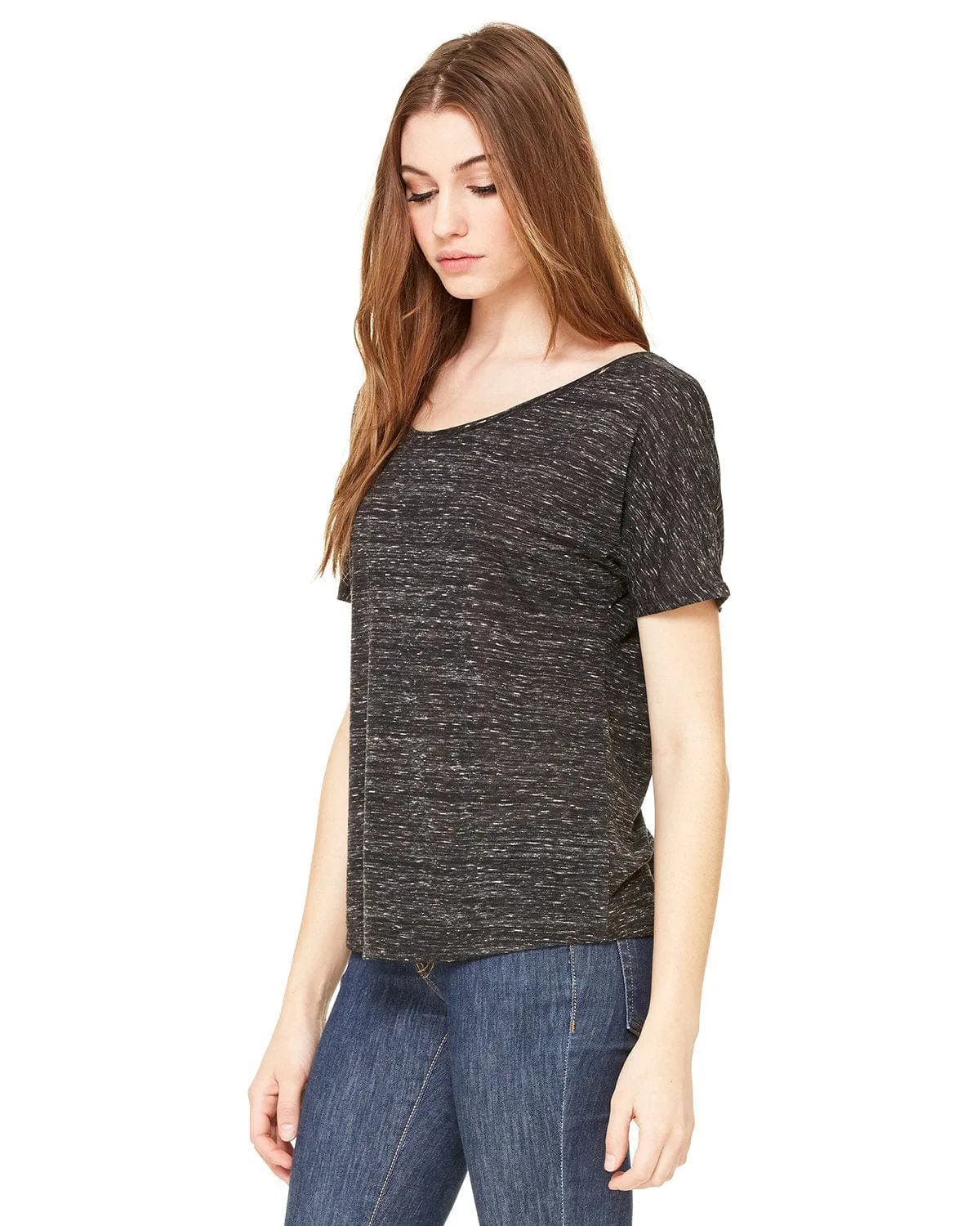 Bella Canvas Ladies Slouchy T-Shirt | Black Marble