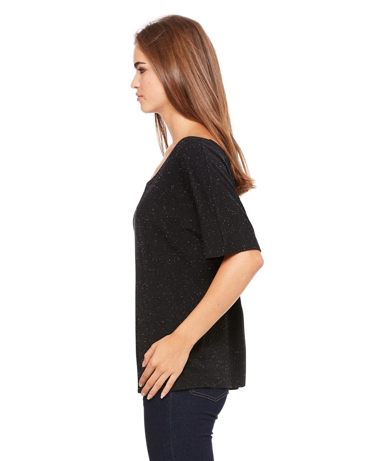 Bella Canvas Ladies Slouchy T-Shirt | Black Speckled