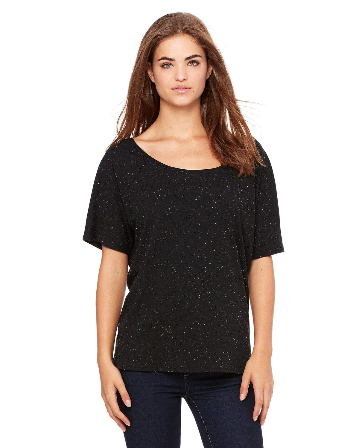 Bella Canvas Ladies Slouchy T-Shirt | Black Speckled