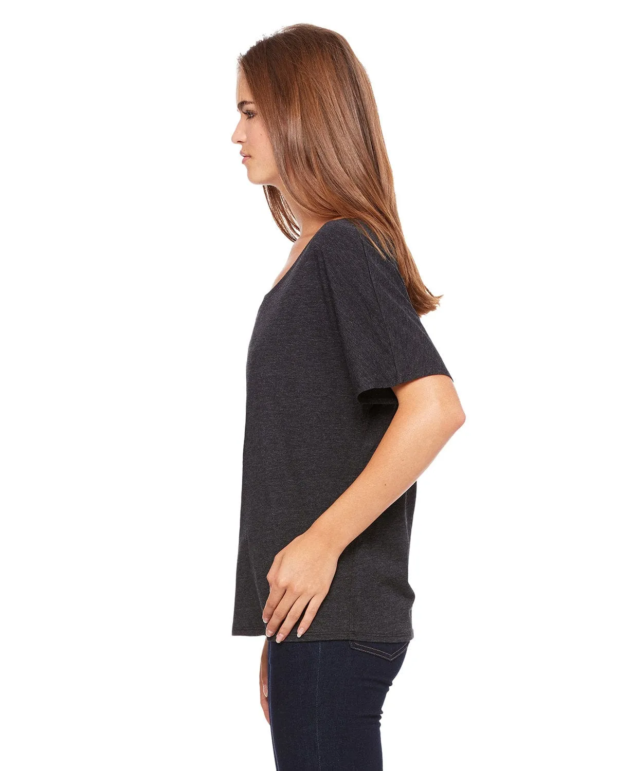 Bella Canvas Ladies Slouchy T-Shirt | Charcoal/ Bl Trb