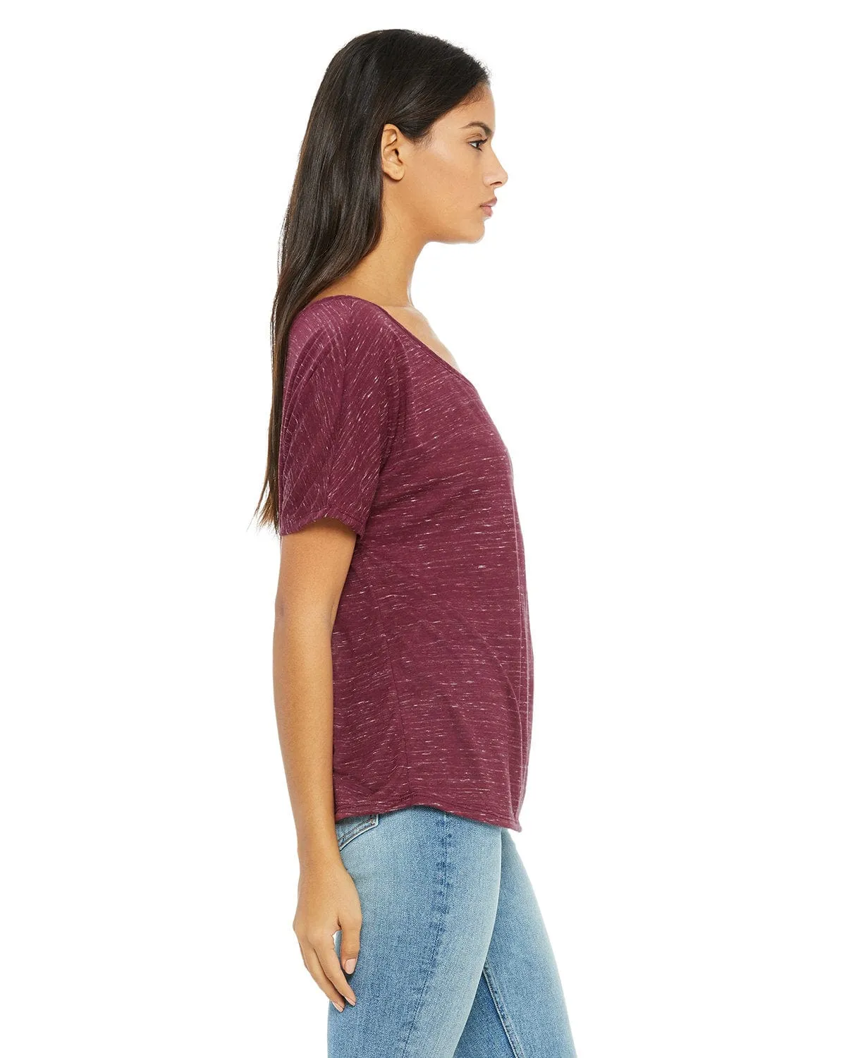Bella Canvas Ladies Slouchy T-Shirt | Maroon Marble