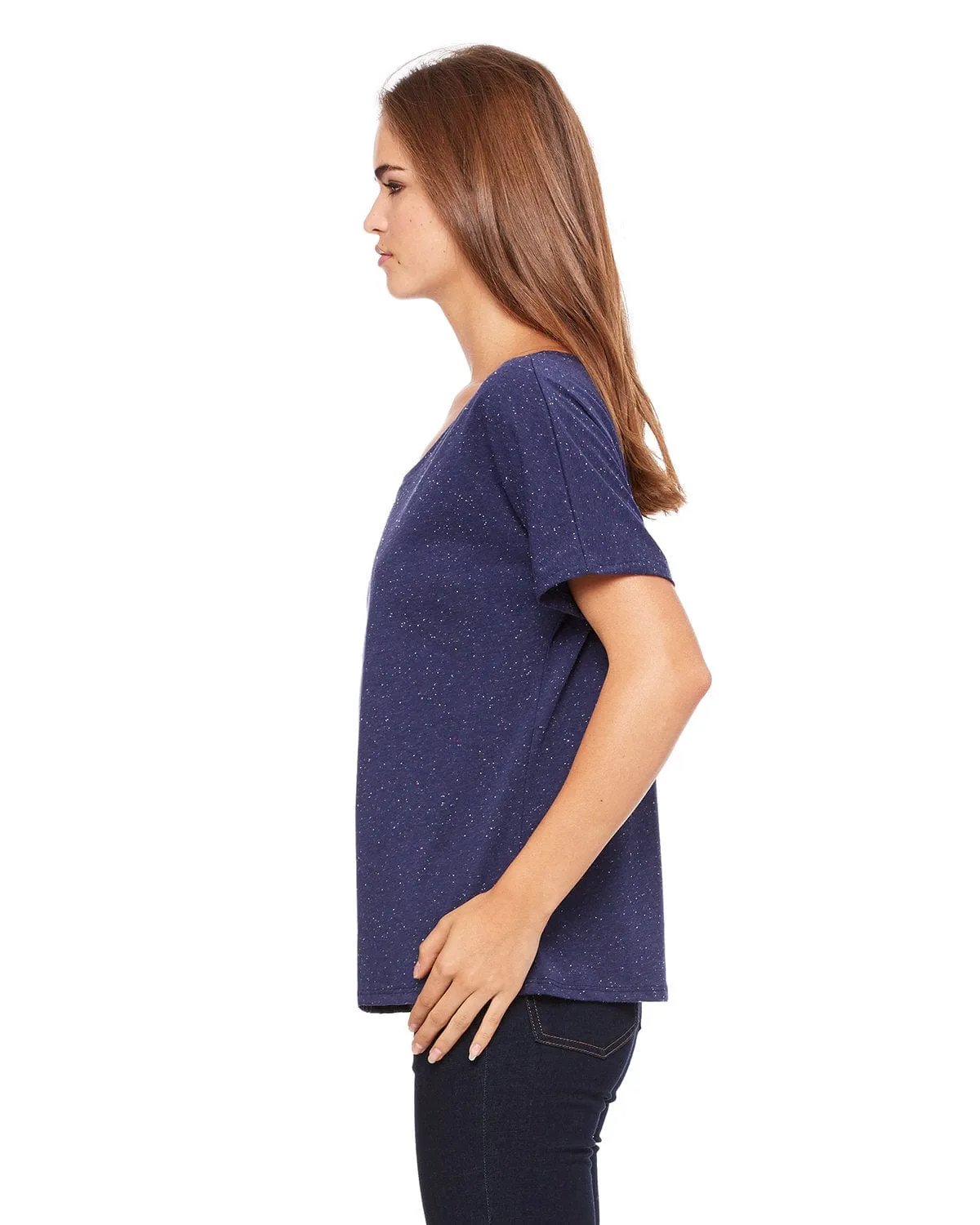 Bella Canvas Ladies Slouchy T-Shirt | Navy Speckled