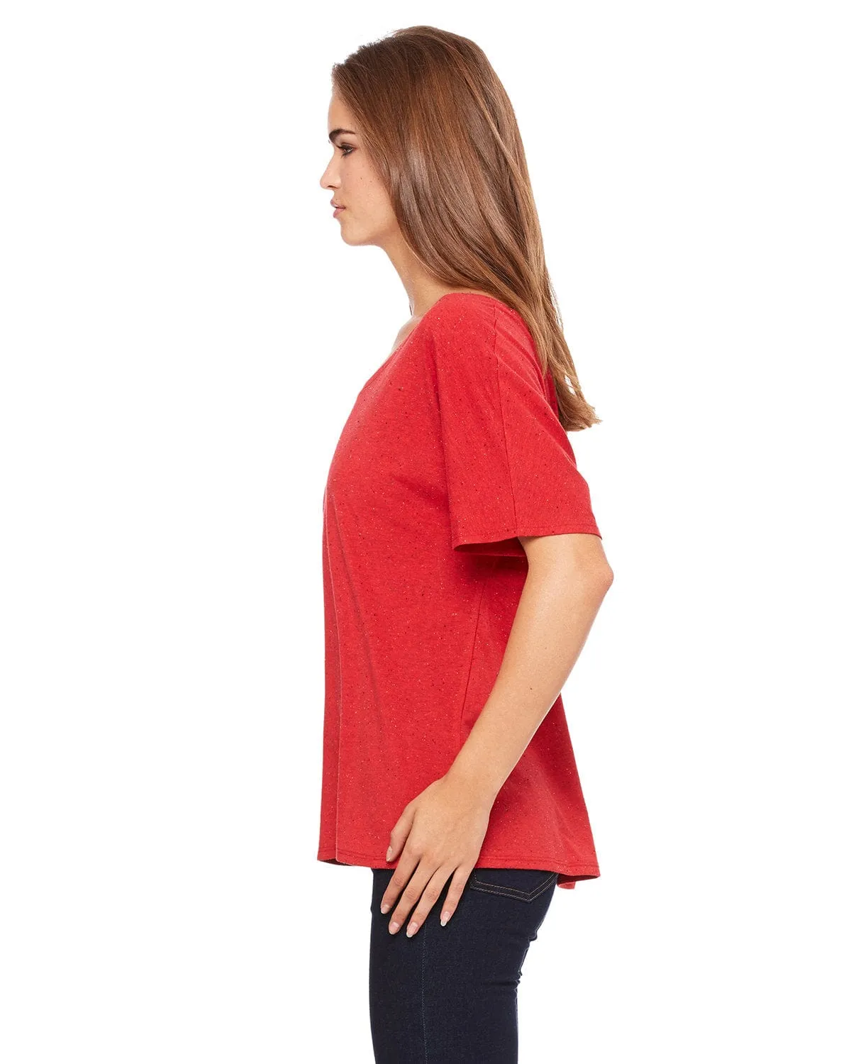 Bella Canvas Ladies Slouchy T-Shirt | Red Speckled