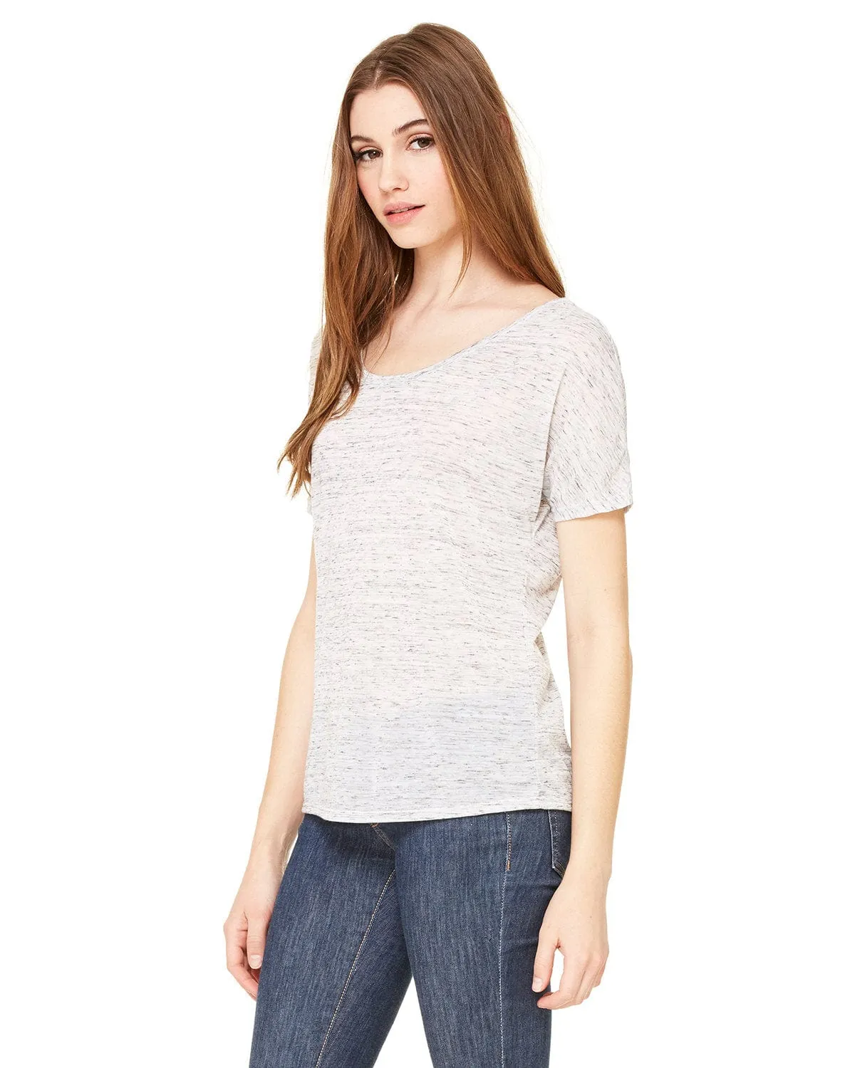 Bella Canvas Ladies Slouchy T-Shirt | White Marble