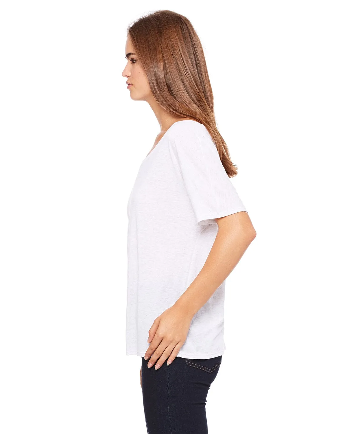Bella Canvas Ladies Slouchy T-Shirt | Wht Fleck Trbd