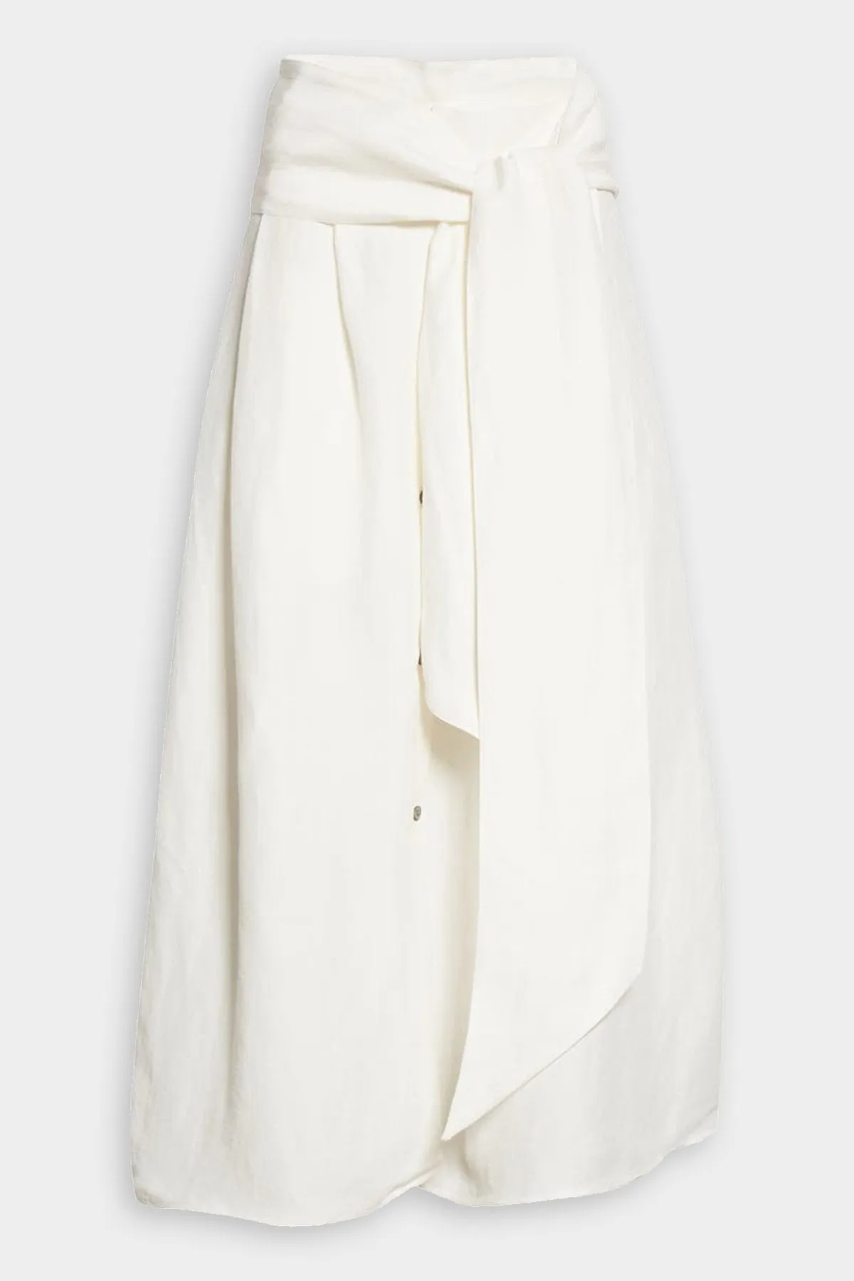 Belted Button Front Skirt in Off White
