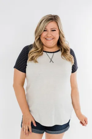 Beneath The Stars Raglan Top- Heather Grey & Navy